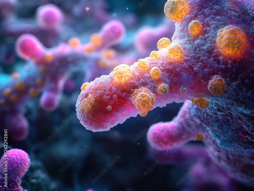 Naklejka premium Microbial Species Interacting in a Symbiotic Environment