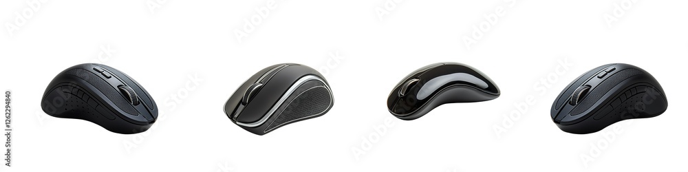 Set of Ergonomic Wireless PC Mouse Isolated on Transparent Background Set of Ergonomic Wireless PC Mouse Isolated on Transparent Background