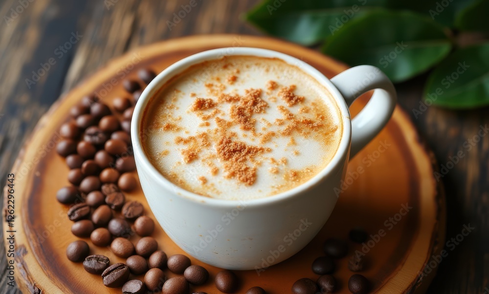 Delicious coffee topped with cinnamon Delicious coffee topped with cinnamon
