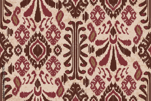 Seamless floral damask pattern Vintage background.Ethnic oriental pattern traditional.Motifs Ikat embroidery wallpaper.Textile rapport. abstract design for texture, fabric, clothing, wrapping