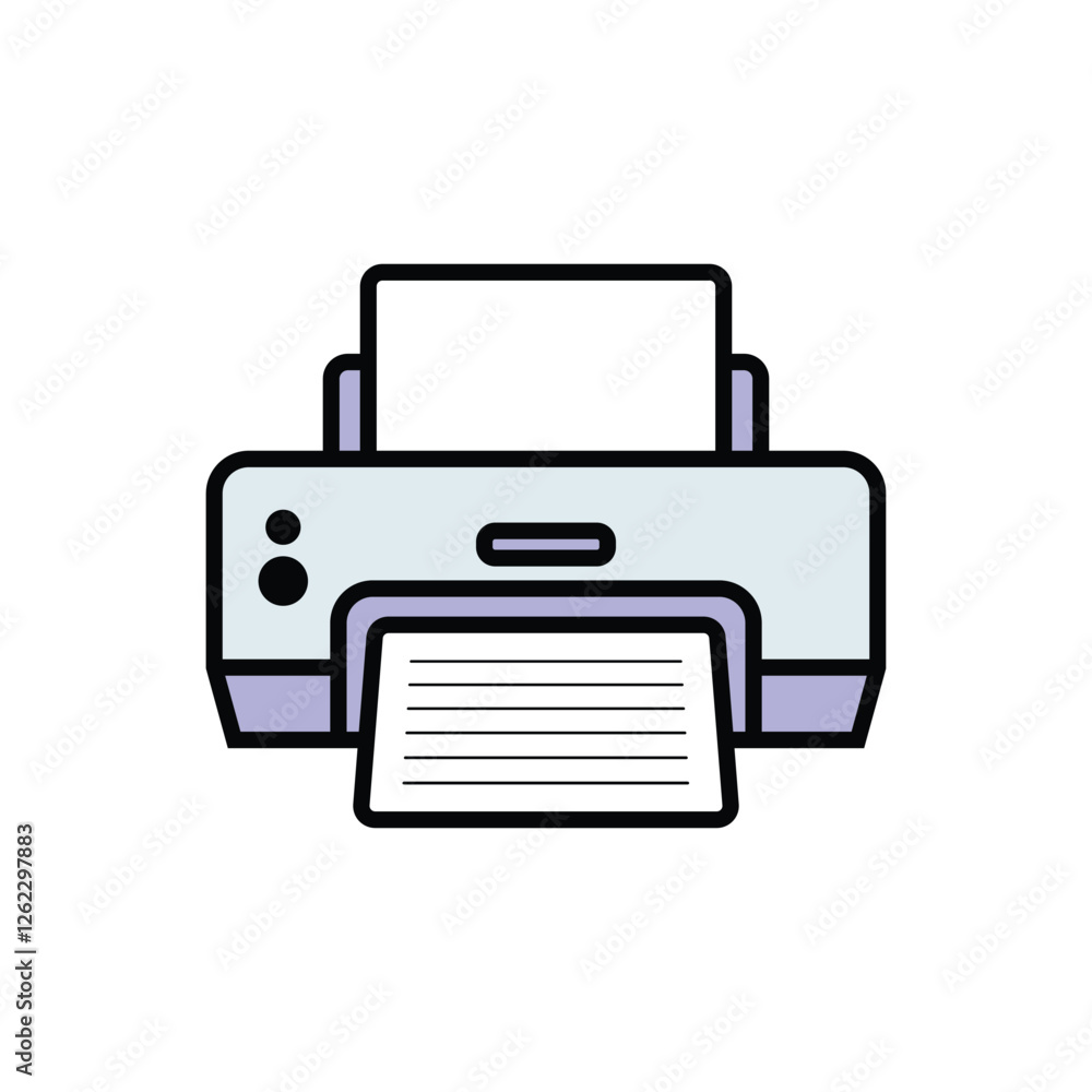 .Printer with paper vector illustration .Printer with paper vector illustration