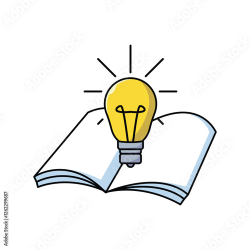 Book With Lighbulb Cartoon Vector Icon Illustration