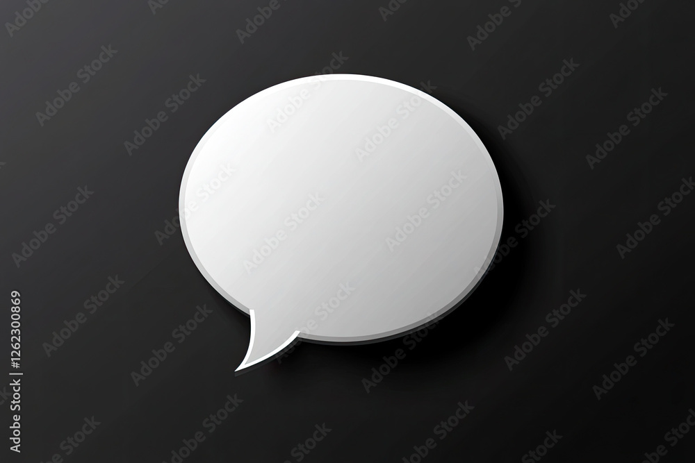 Blank White Speech Bubble on Dark Background Simple Minimalist Design Element for Communication Concept Blank White Speech Bubble on Dark Background Simple Minimalist Design Element for Communication Concept