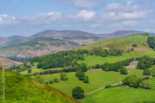 Denbighshire landscape near Castell Dinas Bran, Wales, UK photo