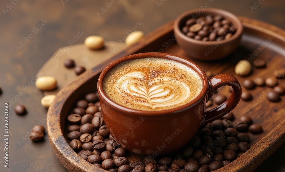 Delicious coffee with latte art design Delicious coffee with latte art design
