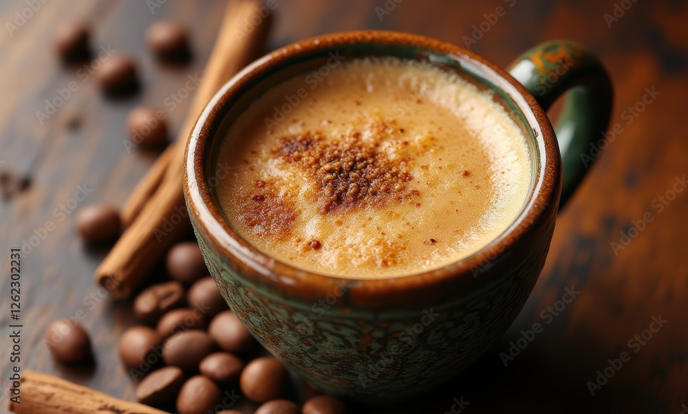 Delicious coffee with cinnamon and spices Delicious coffee with cinnamon and spices