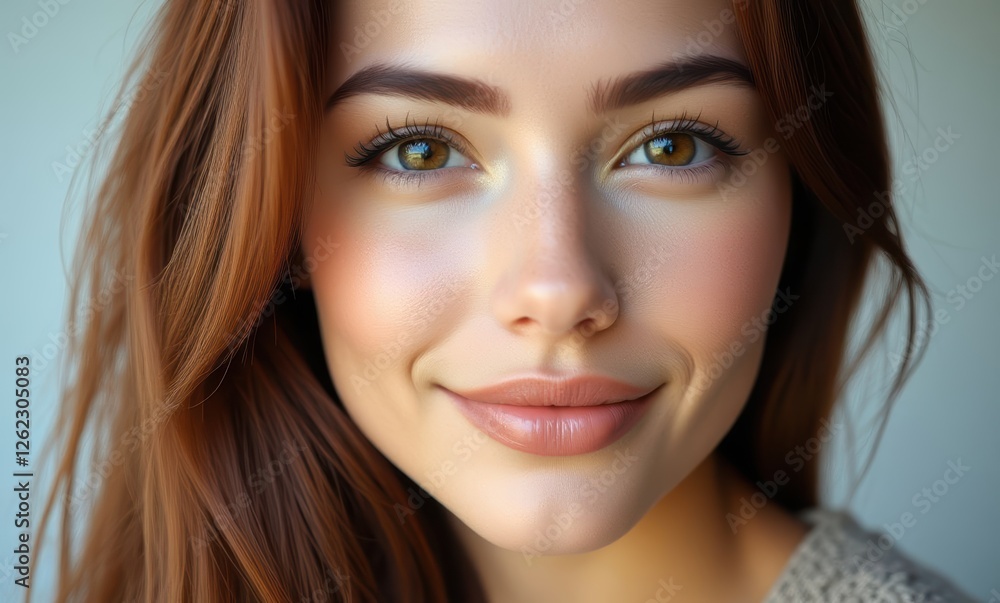Smiling young woman with long brown hair Smiling young woman with long brown hair