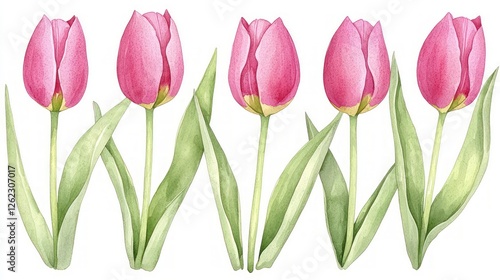 Wallpaper Mural Elegant Pink Tulip Watercolor Seamless Pattern  Spring Floral Design  Botanical Illustrati Torontodigital.ca