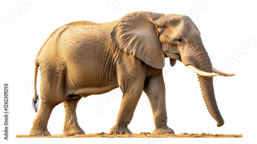 African Elephant Walking on White Background photo