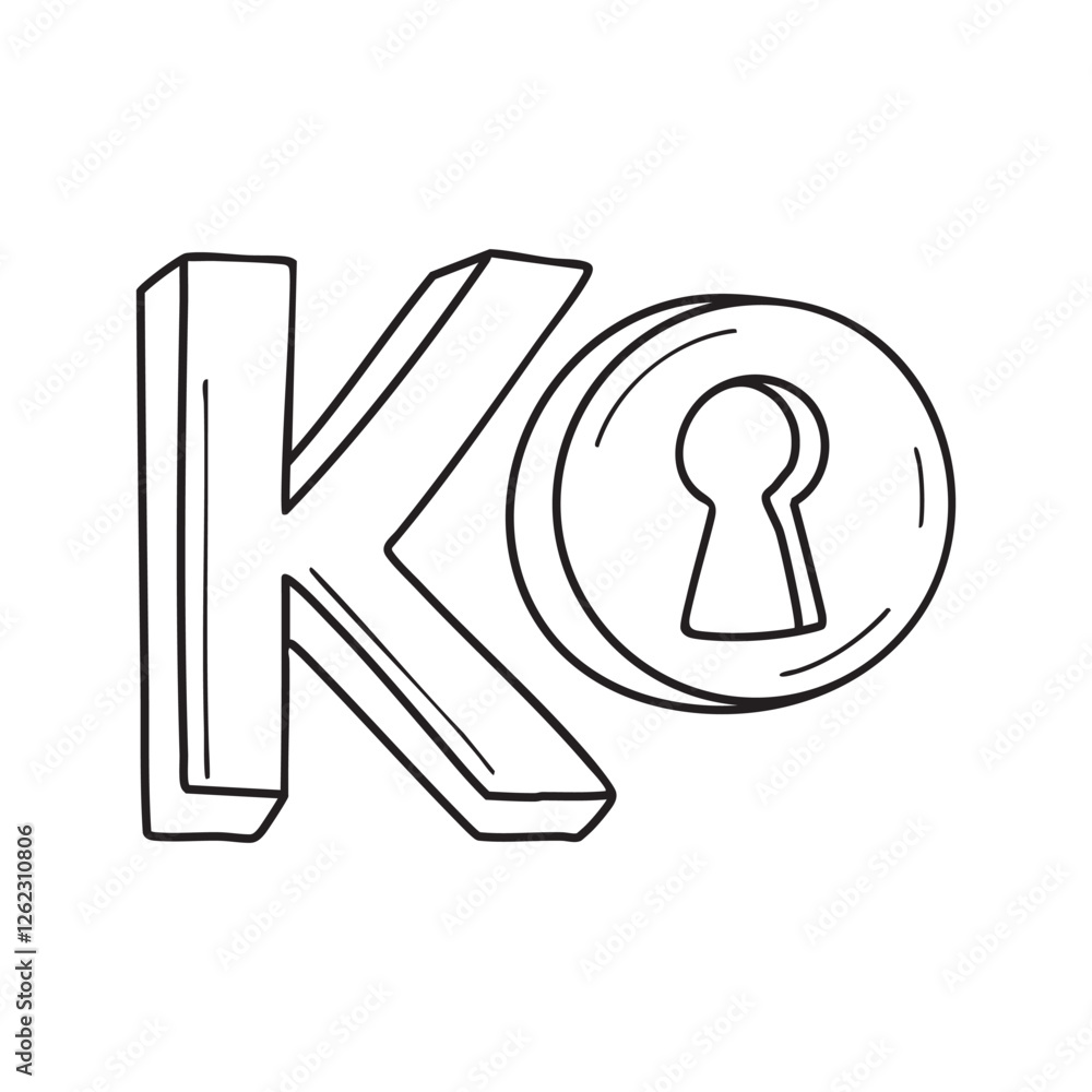 An illustration of keyhole beside letter K An illustration of keyhole beside letter K