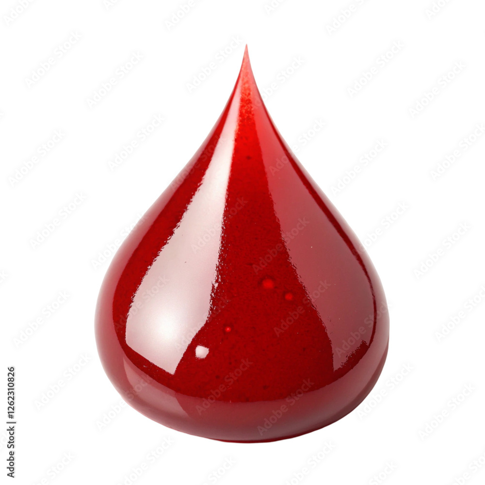 Fototapeta premium Red drop of blood isolated on transparent background 