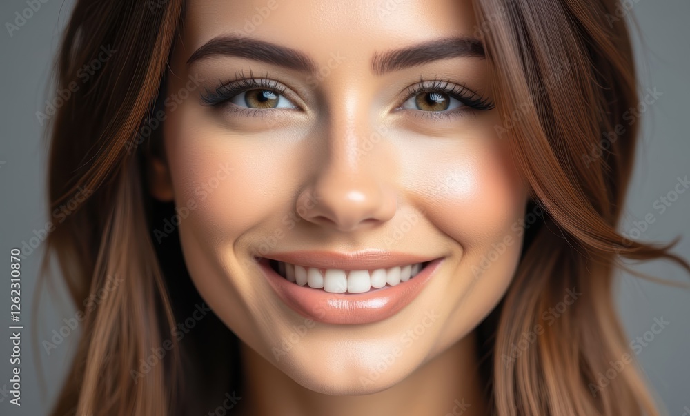 Smiling young woman with brown hair Smiling young woman with brown hair