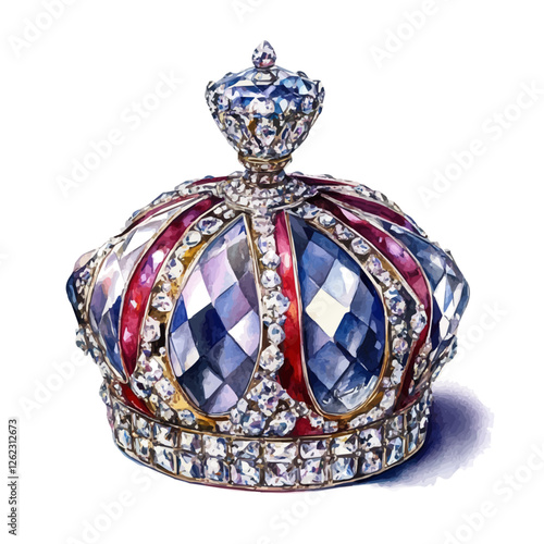 The Koh- i-Noor diamond in watercolor jewelry sets highlights its unparalleled brilliance and history.
