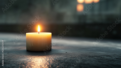 Single candle flame burning...