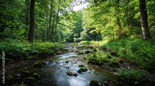 Serene Forest Stream: A Tranquil Escape into Nature's Embrace