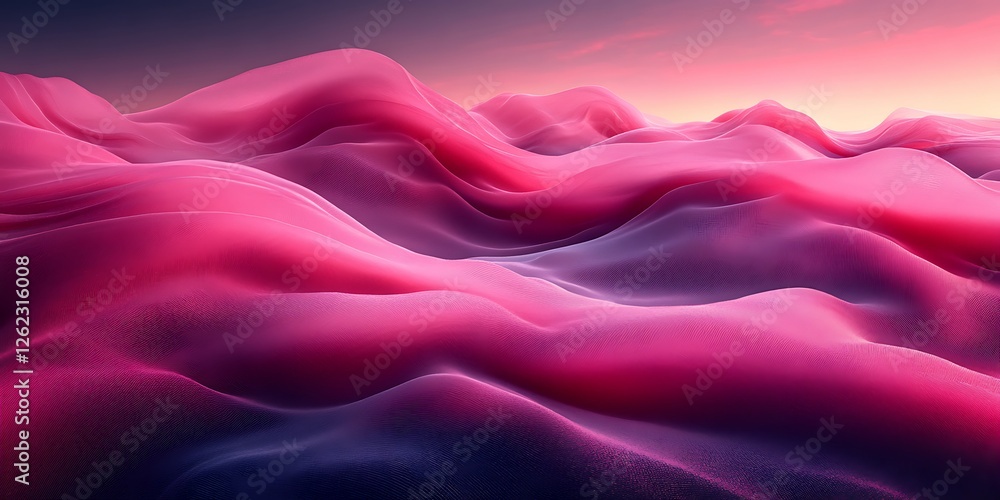 Fototapeta premium Pink abstract landscape sunset digital art
