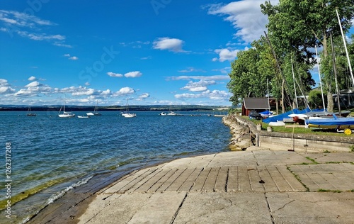 Wallpaper Mural Slipway panel entrance into the water for boats, Rozkoš reservoir, Czech Republic, Europe. Torontodigital.ca
