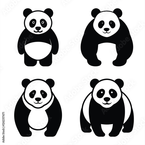 Cute Panda Silhouette Vector – Great for Branding & Graphics.