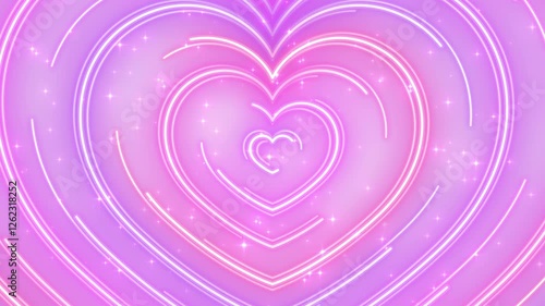 ぷっくりしたハートのワープとキラキラ星　ループ