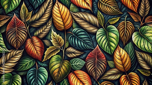 Wallpaper Mural Ink Drawing Leaf Pattern Background: Elegant Botanical Wallpaper Art Torontodigital.ca