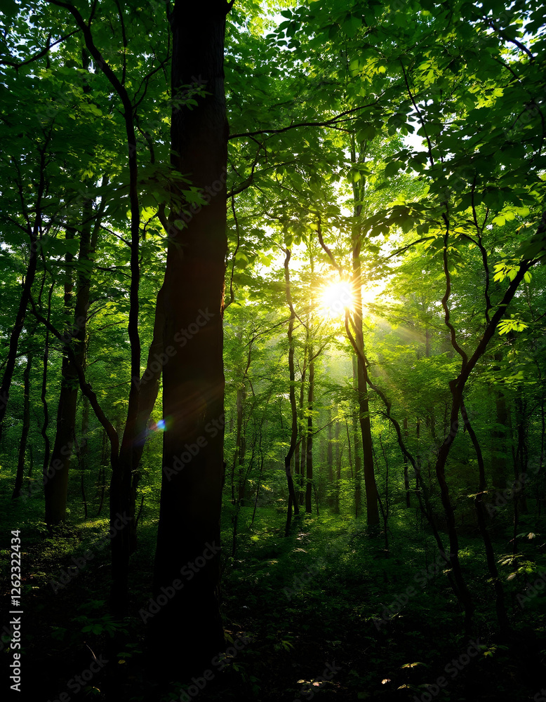 Obraz premium sun rays in the forest