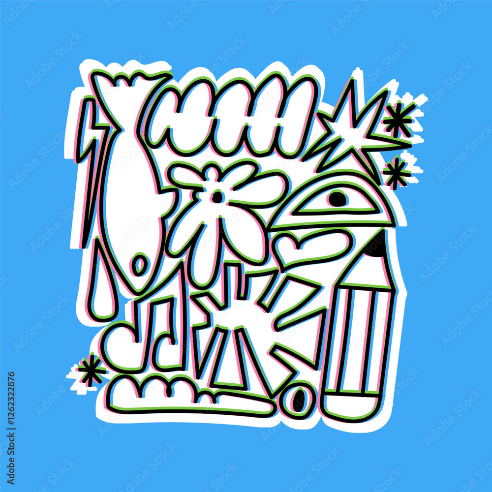 Abstract contemporary, unique, trendy style. Hand drawn trendy vector illustration. Sticker, logo, icon, poster, wallpaper, textile print template. Abstract contemporary, unique, trendy style. Hand drawn trendy vector illustration. Sticker, logo, icon, poster, wallpaper, textile print template.