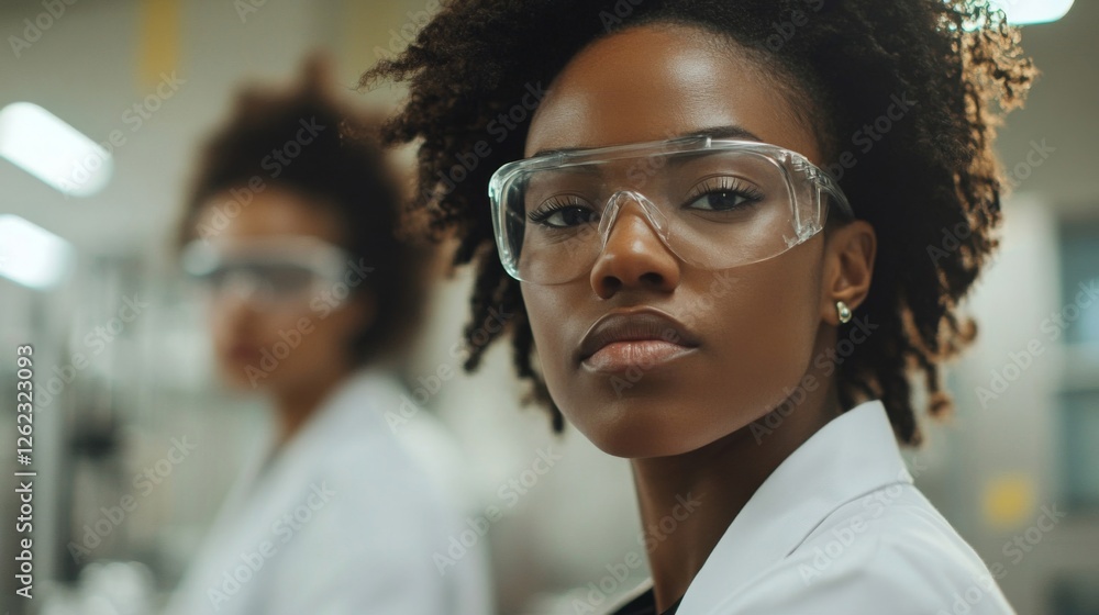 Obraz premium A Young Female Scientist Wearing Safety Glasses