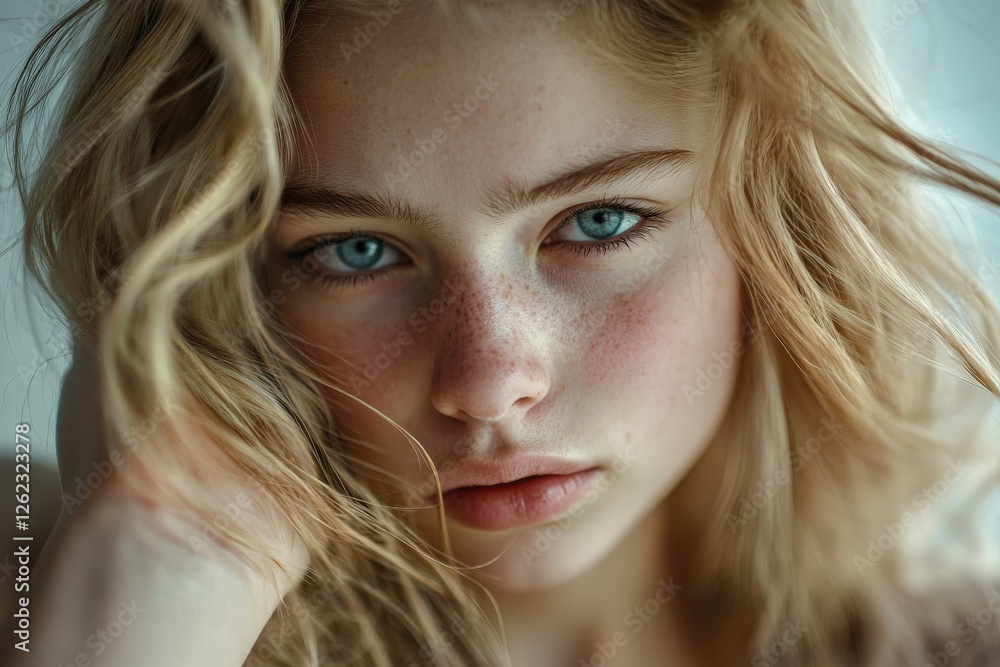 Split Ends. Unhappy Young Girl With Damaged Hair Showing Split Ends. Hair Care Concept Split Ends. Unhappy Young Girl With Damaged Hair Showing Split Ends. Hair Care Concept