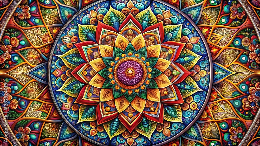 Intricate Hand-Drawn Religious Mandala Designs on Ornate Background - High Resolution Stock Photo Intricate Hand-Drawn Religious Mandala Designs on Ornate Background - High Resolution Stock Photo