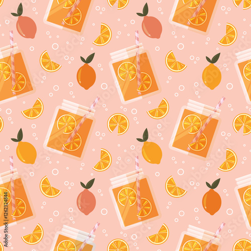 Orange soda pattern on a pink background