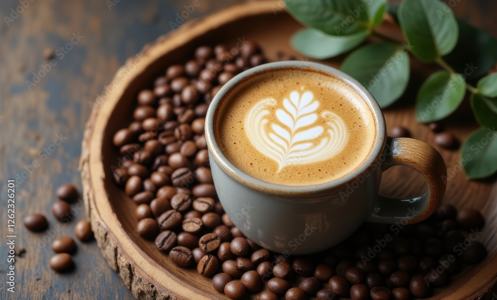 Aromatic coffee art in a cozy setting. Aromatic coffee art in a cozy setting.