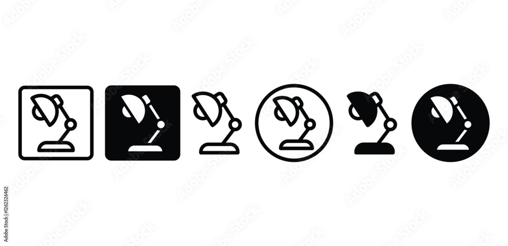 desk lamp icon vector design simple outline and black filled color illustration sets isolated desk lamp icon vector design simple outline and black filled color illustration sets isolated