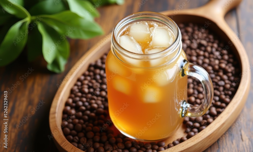 Refreshing iced drink in a jar Refreshing iced drink in a jar