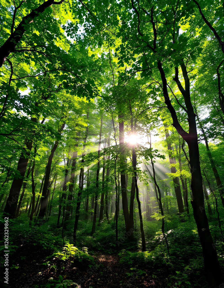 Obraz premium sun rays in the forest
