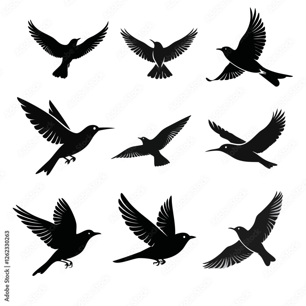 Obraz premium set of silhouettes of birds vector icon design