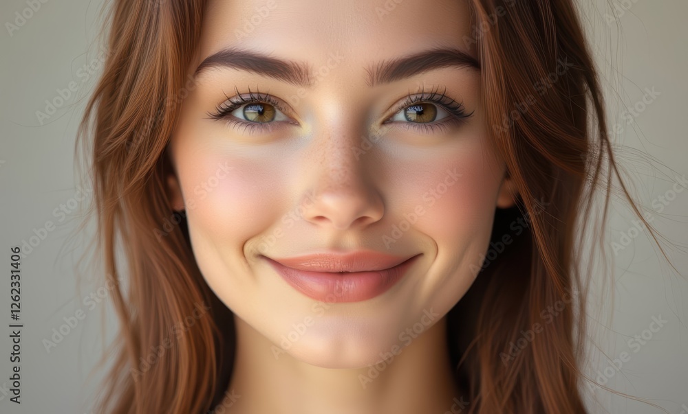 Smiling young woman with long brown hair Smiling young woman with long brown hair