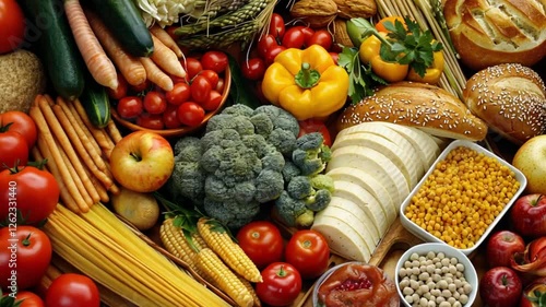 Wallpaper Mural Vibrant Variety: A Colorful Collection of Fresh Produce and Baked Goods Torontodigital.ca