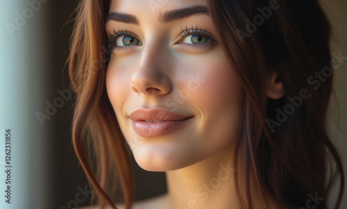 Smiling young woman with brown hair