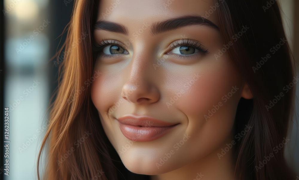 Smiling young woman with brown hair Smiling young woman with brown hair