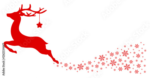 Rotes Rentier Mit Stern Und Schweif Schneeflocken