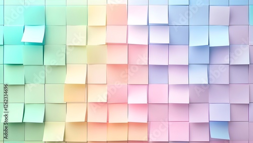 Pastel Rainbow Gradient Background with Grid of Sticky Notes, Symbolizing Study and Future Planning