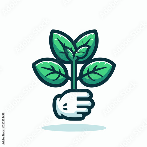 Nurturing Growth: A stylized hand with a white glove holds a delicate green sprout, symbolizing care, cultivation, and the promise of future prosperity.  