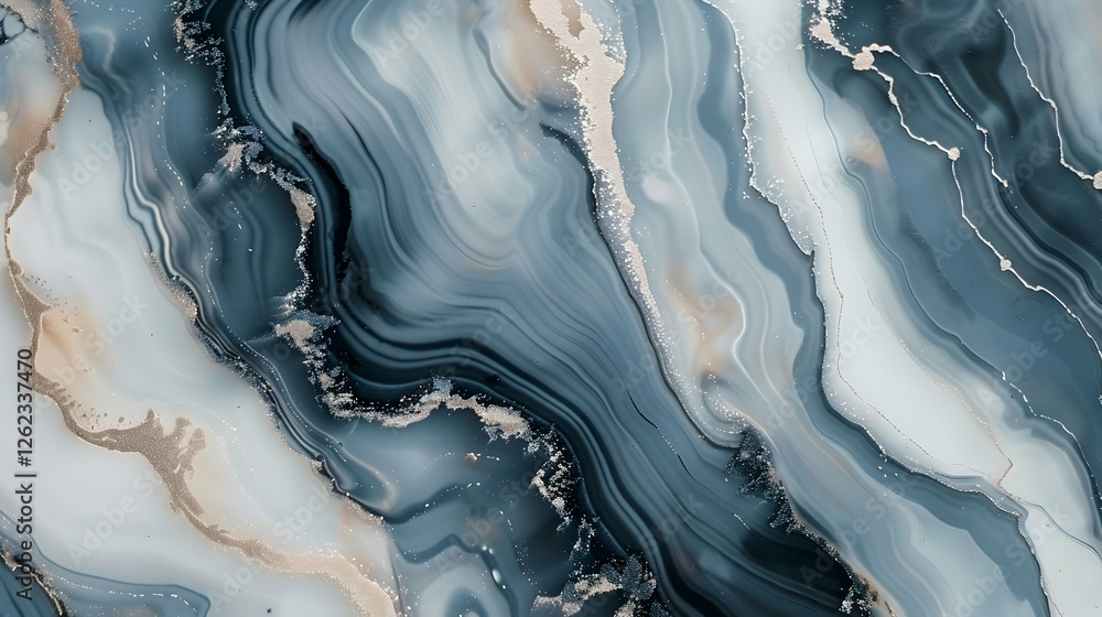 Fototapeta premium Abstract Blue and White Marble Texture Background Illustration