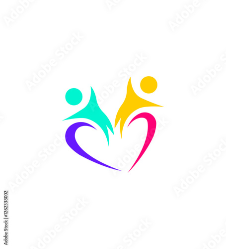 Colorful Heart Logo Unity, Partnership, Love, Community, Support