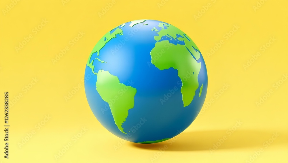 Fototapeta premium 3D Globe on Yellow Background | Earth Concept Illustration