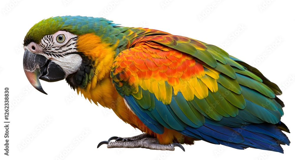 Fototapeta premium Colorful Macaw Parrot Isolated on White Background Bird Watching Concept