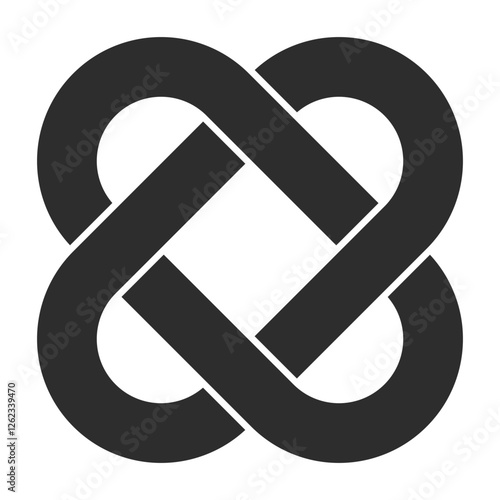 Knot interconnection symbol of connection by four intertwined loops
