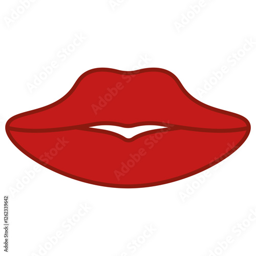  Red lips with a kissing shape, outlined in burgundy