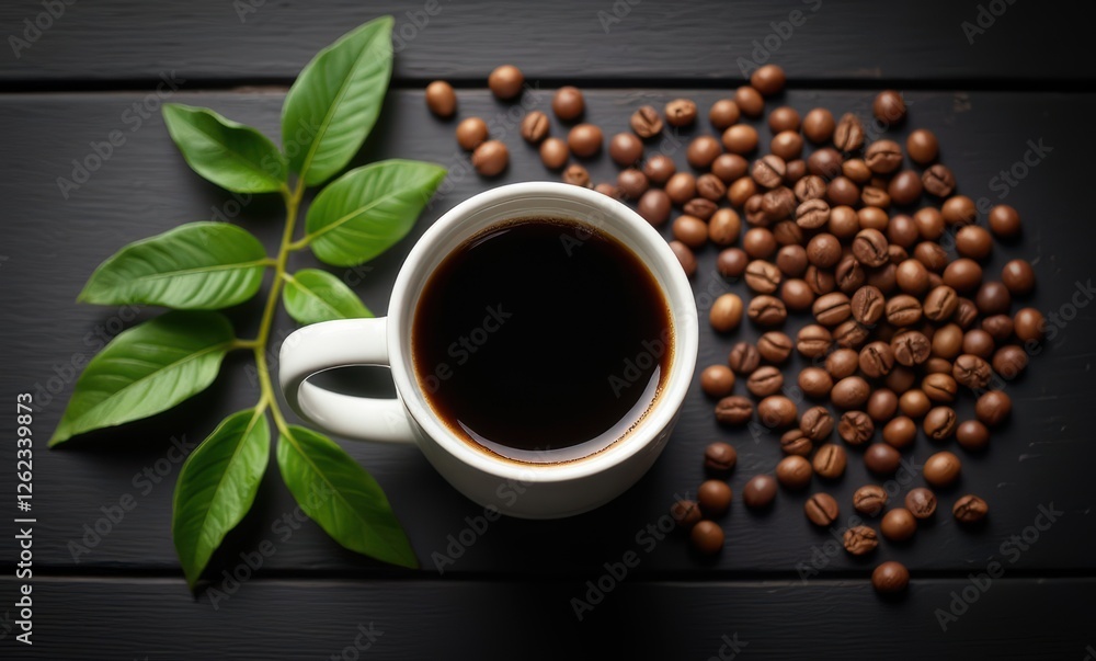 Aromatic coffee with fresh coffee beans Aromatic coffee with fresh coffee beans
