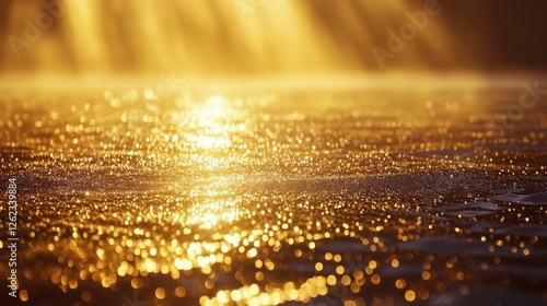 Golden texture with sparkling highlights reflecting light on a smooth surface